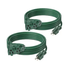 2-Pack 15Ft Waterproof Outdoor Extension Cord with 3 Outlets 16/3 SJTW Power Cord Bn-link