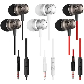 3-Pack: Noise Isolating Tangle Free In-Ear Headphones with Microphone