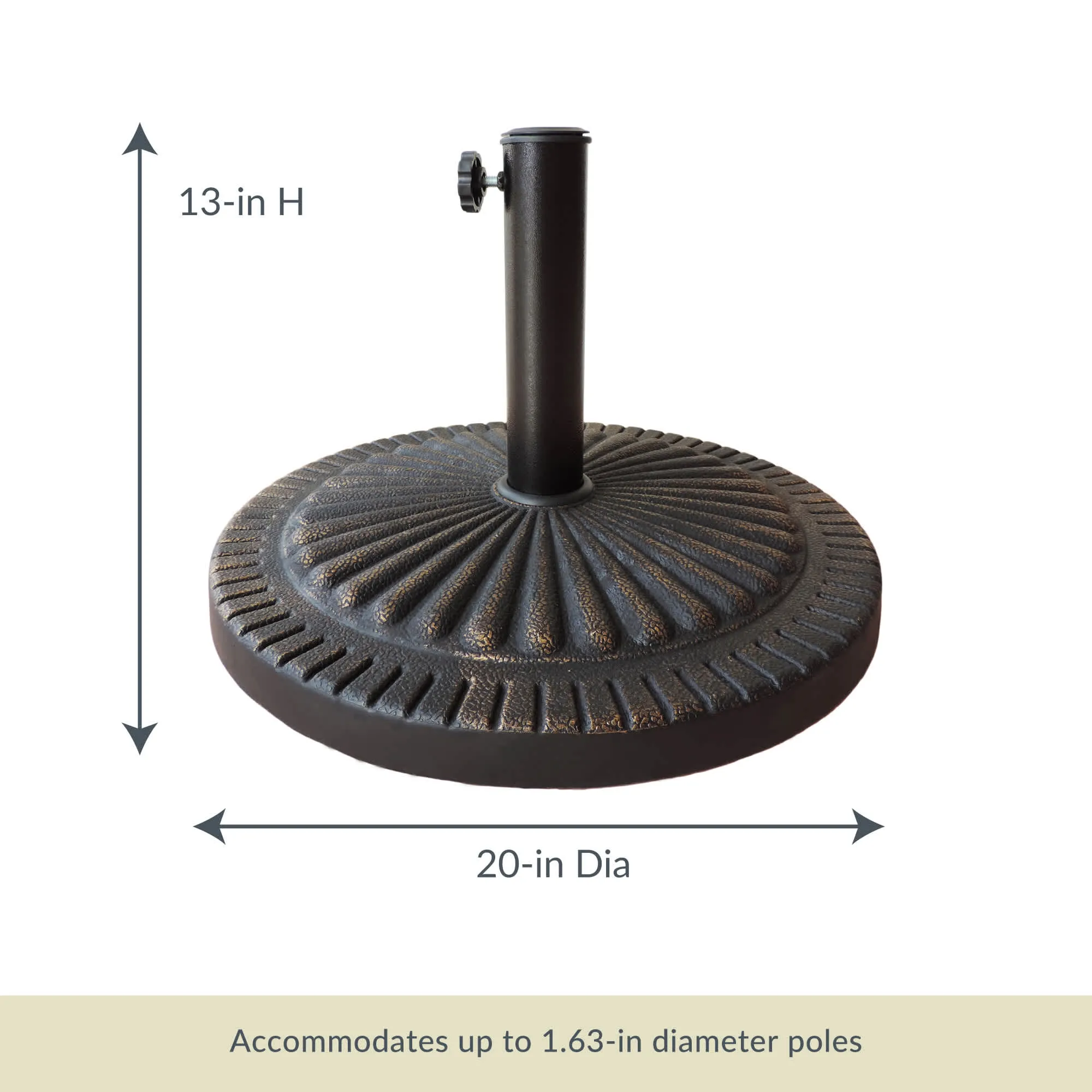 31-lb All-Weather Outdoor Poly-Resin Umbrella Base - Bronze