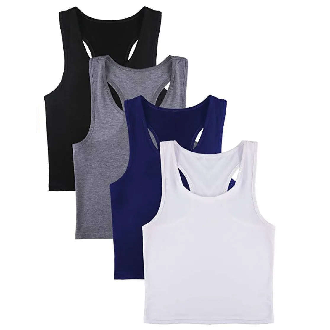 4-Pack: Women's Crop Sleeveless Racerback Tank Tops