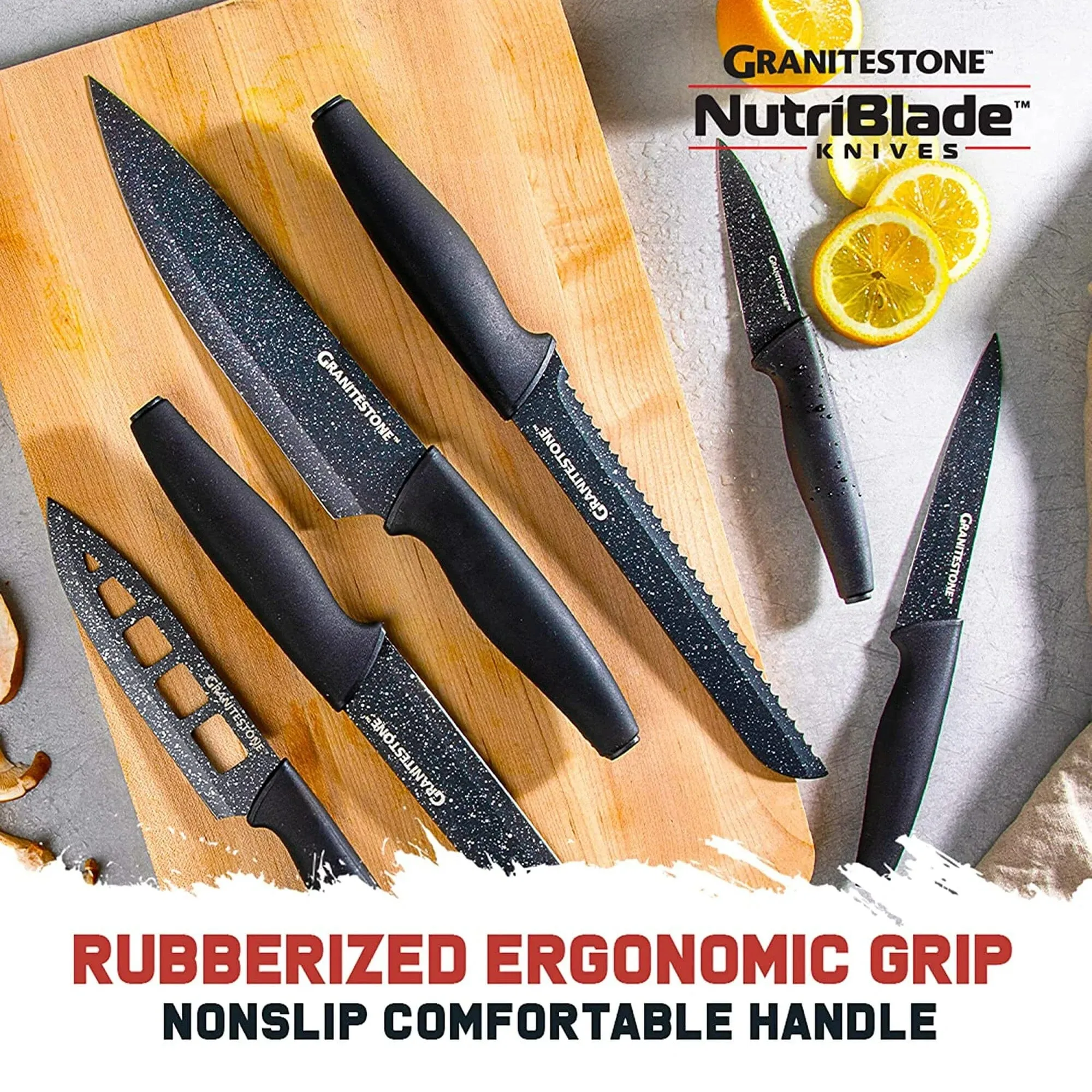 6-Piece: Granitestone Nutriblade Knives Set