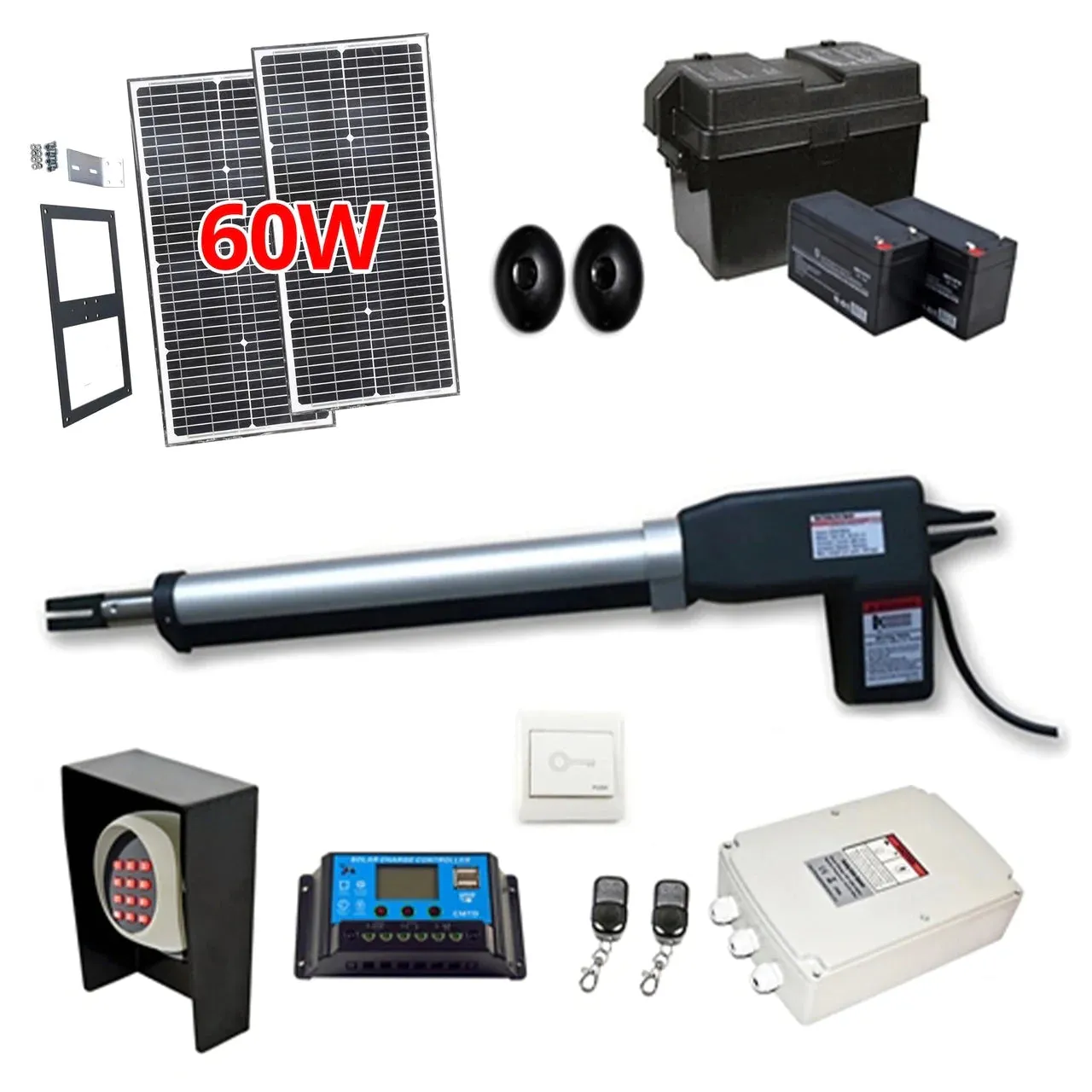 Aleko Single Swing Gate Operator - AS600 AC/DC - Solar Kit 60W