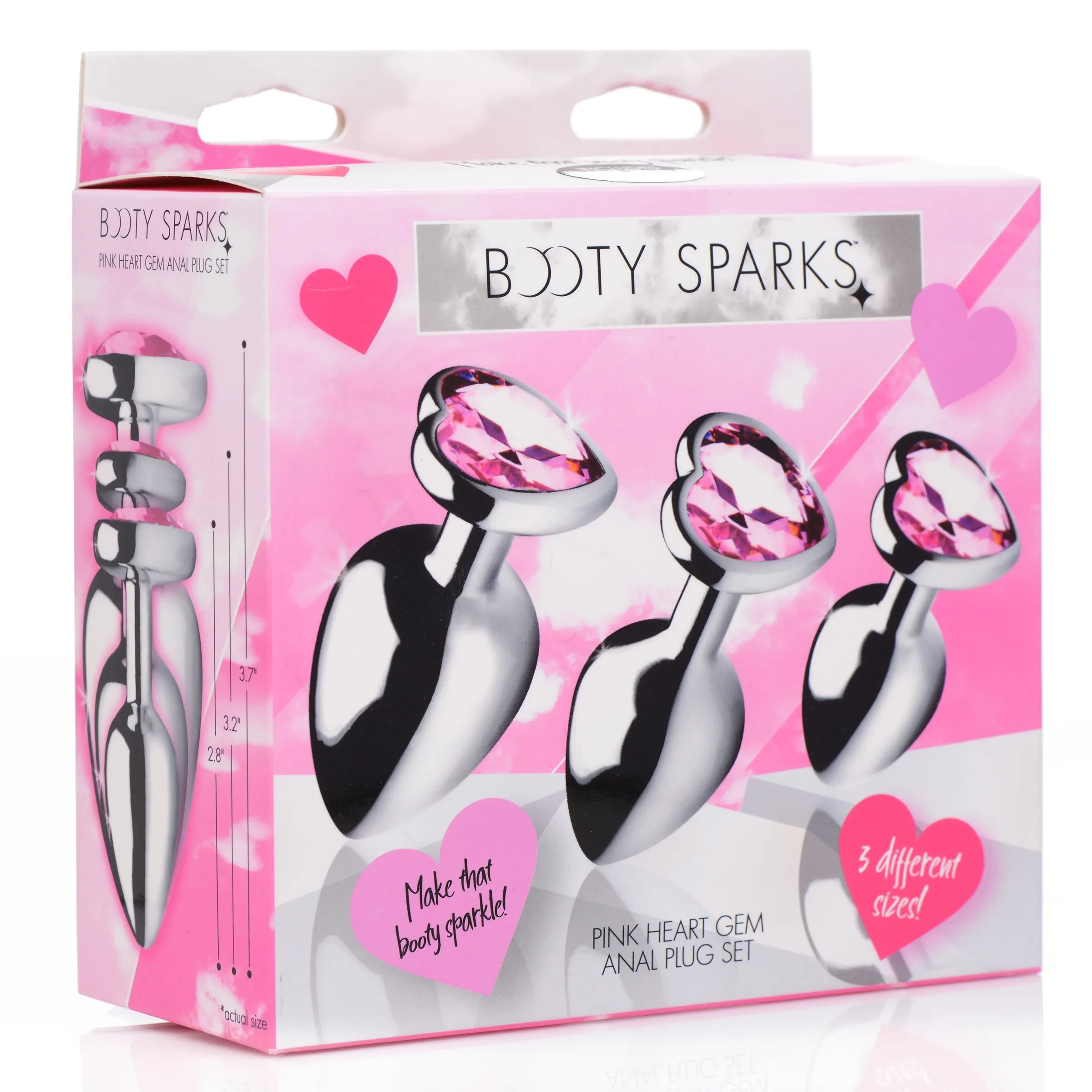 Booty Sparks Pink Heart Gem Anal Plug Set