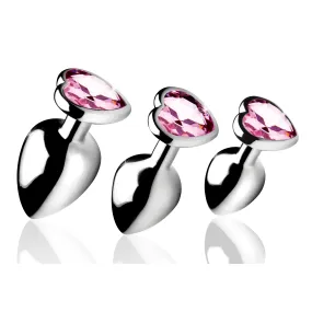 Booty Sparks Pink Heart Gem Anal Plug Set