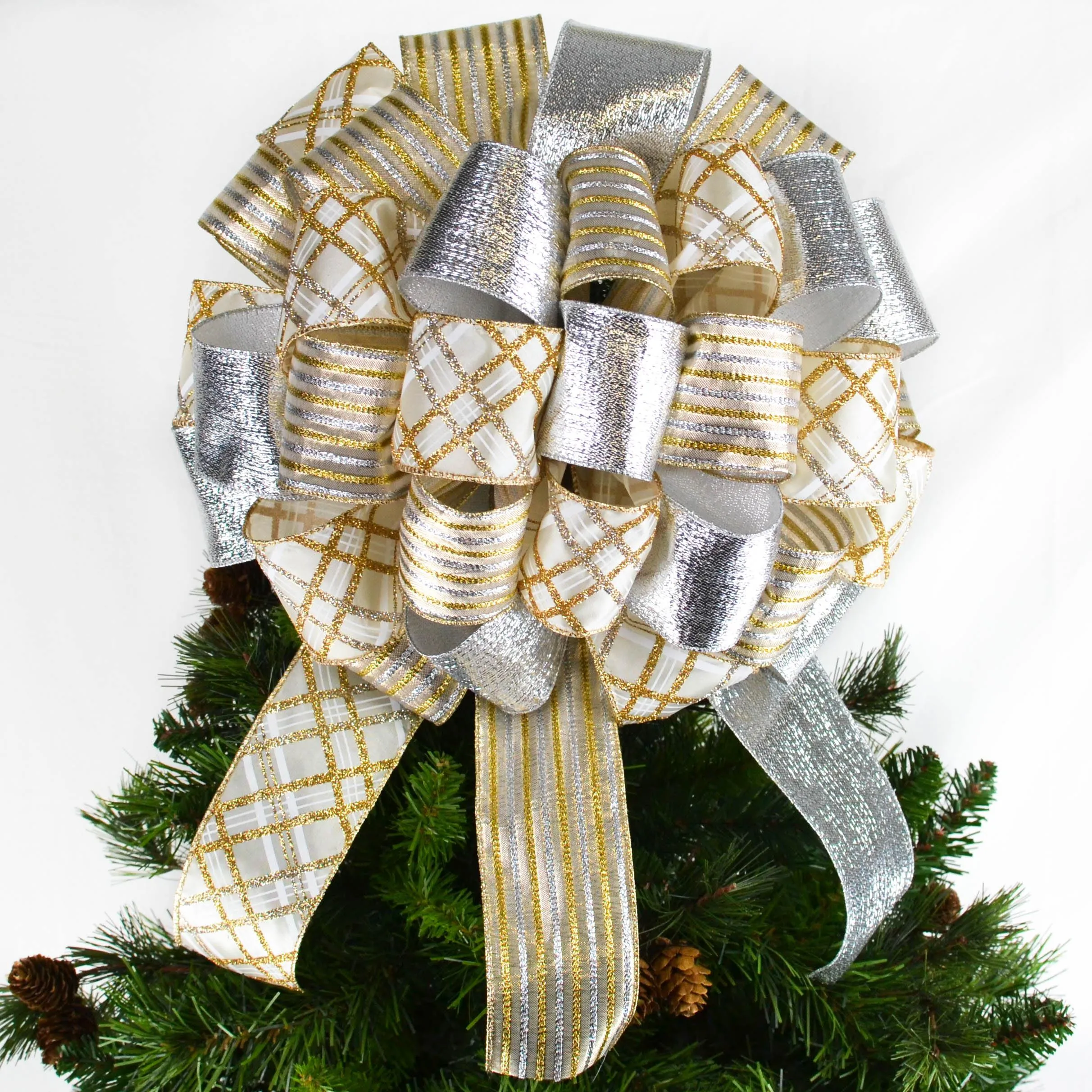 Bows for Christmas Trees | Gold and Silver Bow | Tree Bow