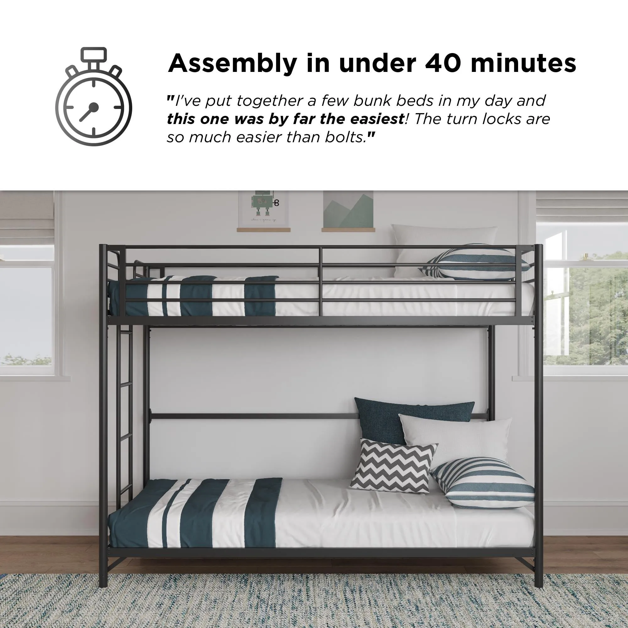 BrEZ Build Daven Easy Assembly Bunk Bed