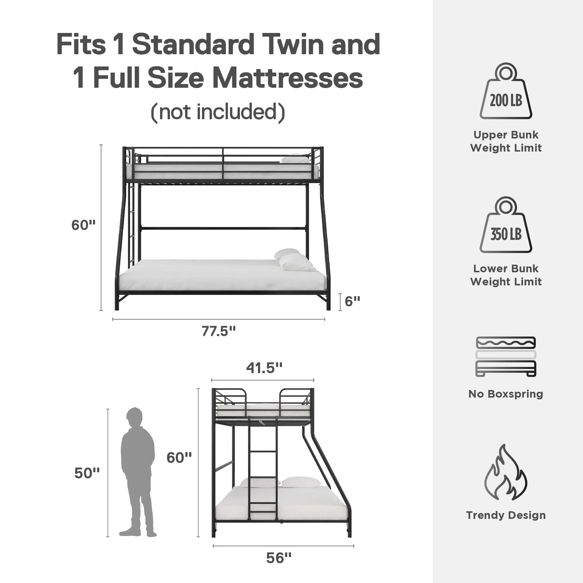 BrEZ Build Daven Easy Assembly Bunk Bed