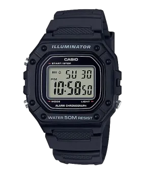 Casio Standard Digital Black Resin Band Watch W218H-1A W-218H-1A