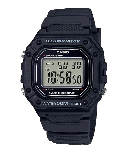 Casio Standard Digital Black Resin Band Watch W218H-1A W-218H-1A