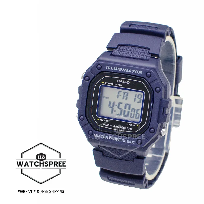 Casio Standard Digital Navy Blue Resin Band Watch W218H-2A W-218H-2A