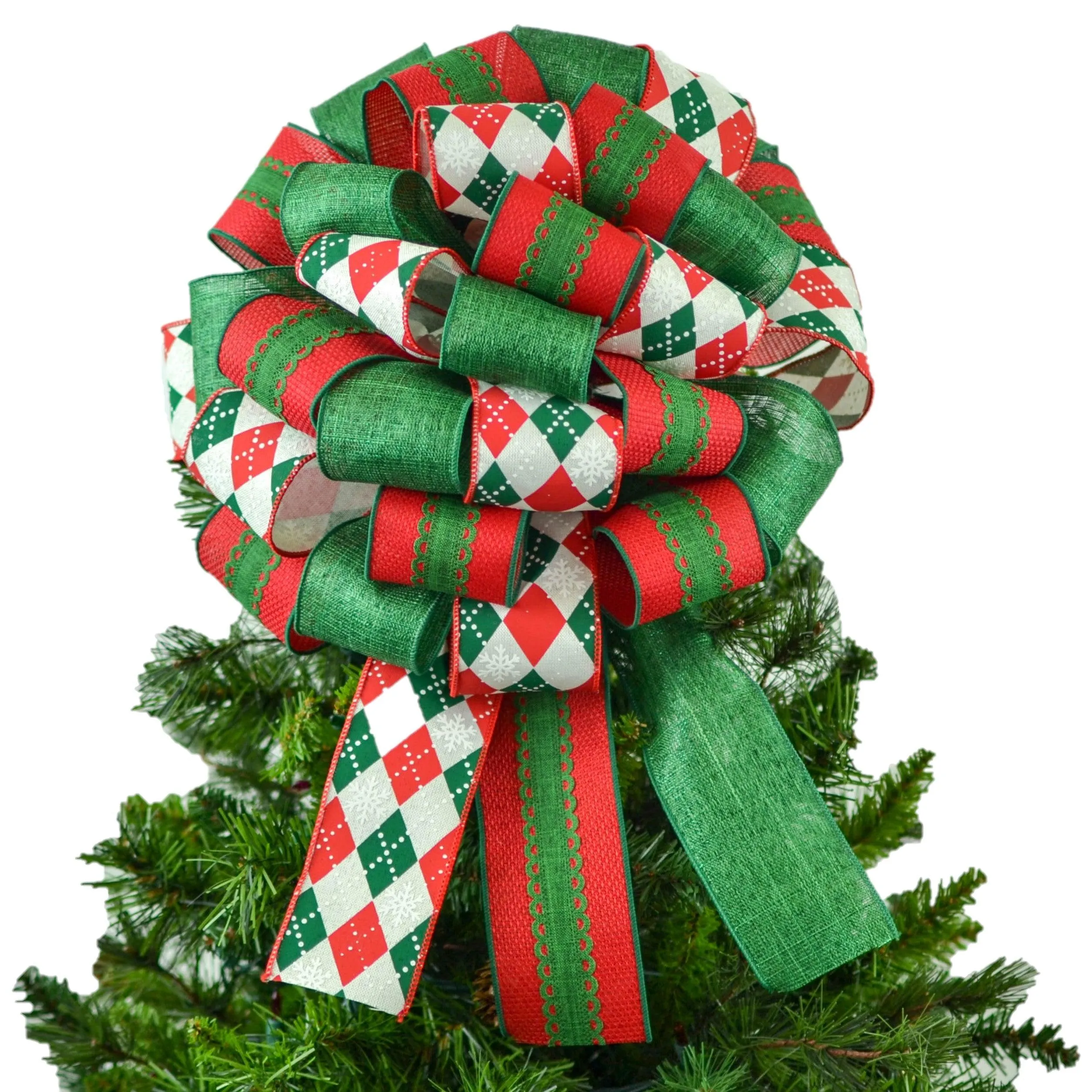 Christmas Tree Bow | Red Tree Bow | Emerald Green Tree Bow