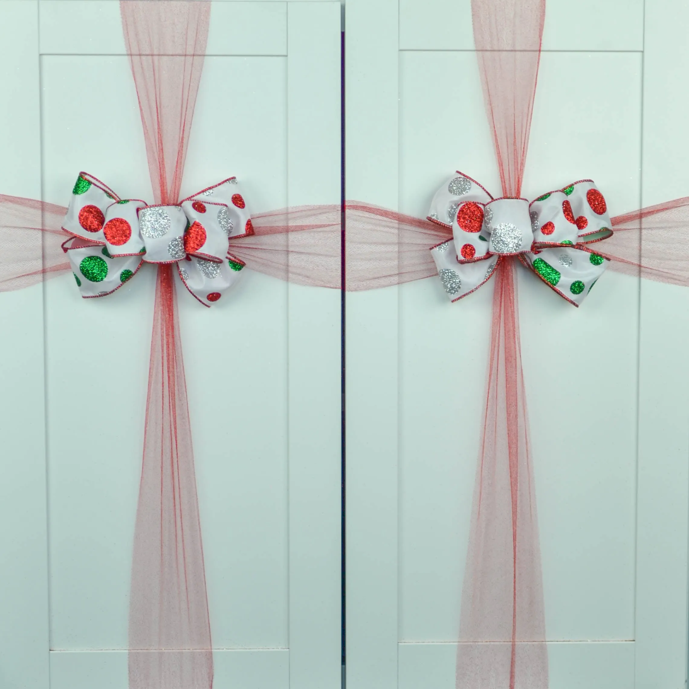 Christmas Tree Bow with Tails | Red Tree Bow | White Emerald Green Tree Bow TB12