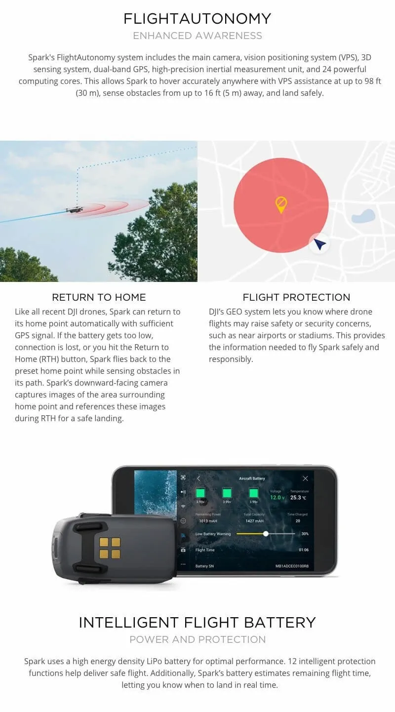 DJI Spark Drone 2KM FPV Quadcopter RC Drone With 12MP 2-Axis Mechanical Gimbal Camera