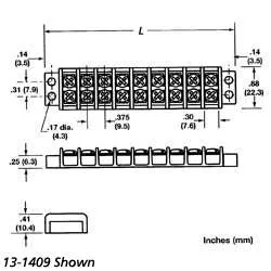 Dual Row Barrier Strip, 30A Max, 2 Poles