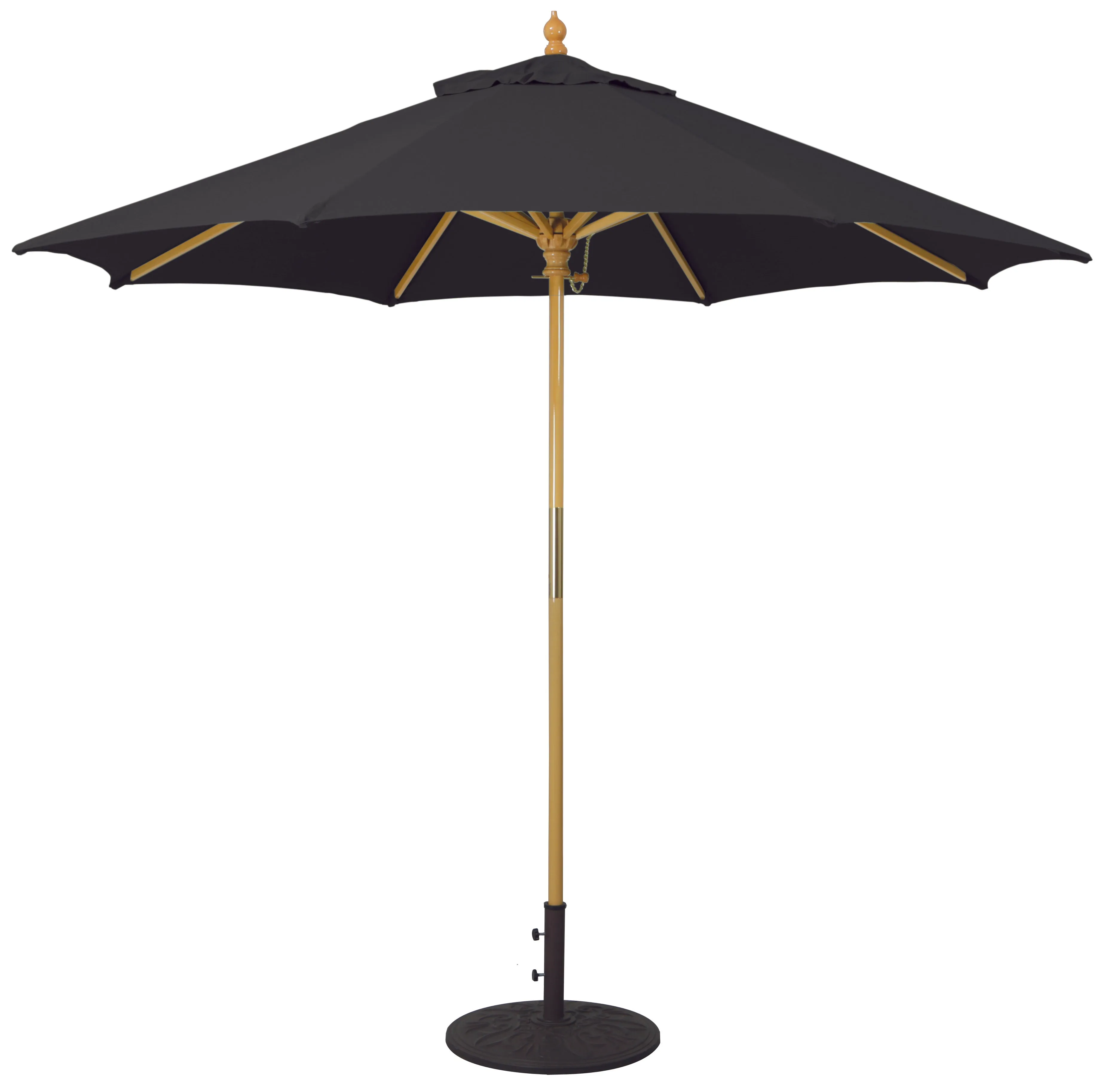 Galtech 131 9' All Purpose Premium Wood Manual Lift Outdoor Market Umbrella