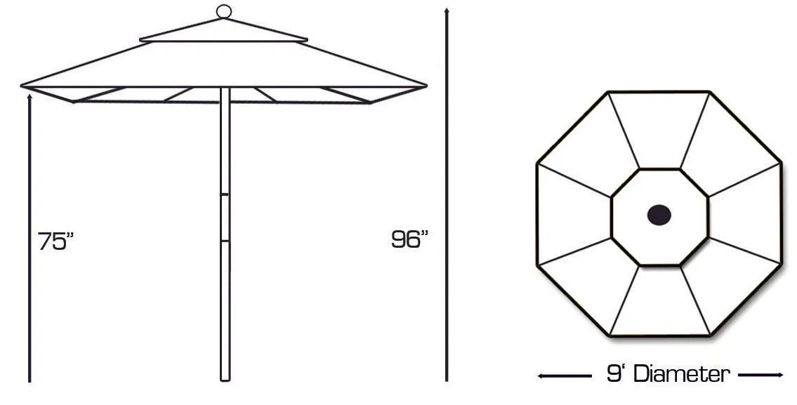 Galtech 136 9' Commercial Manual Lift Premium Wood Outdoor Market Umbrella