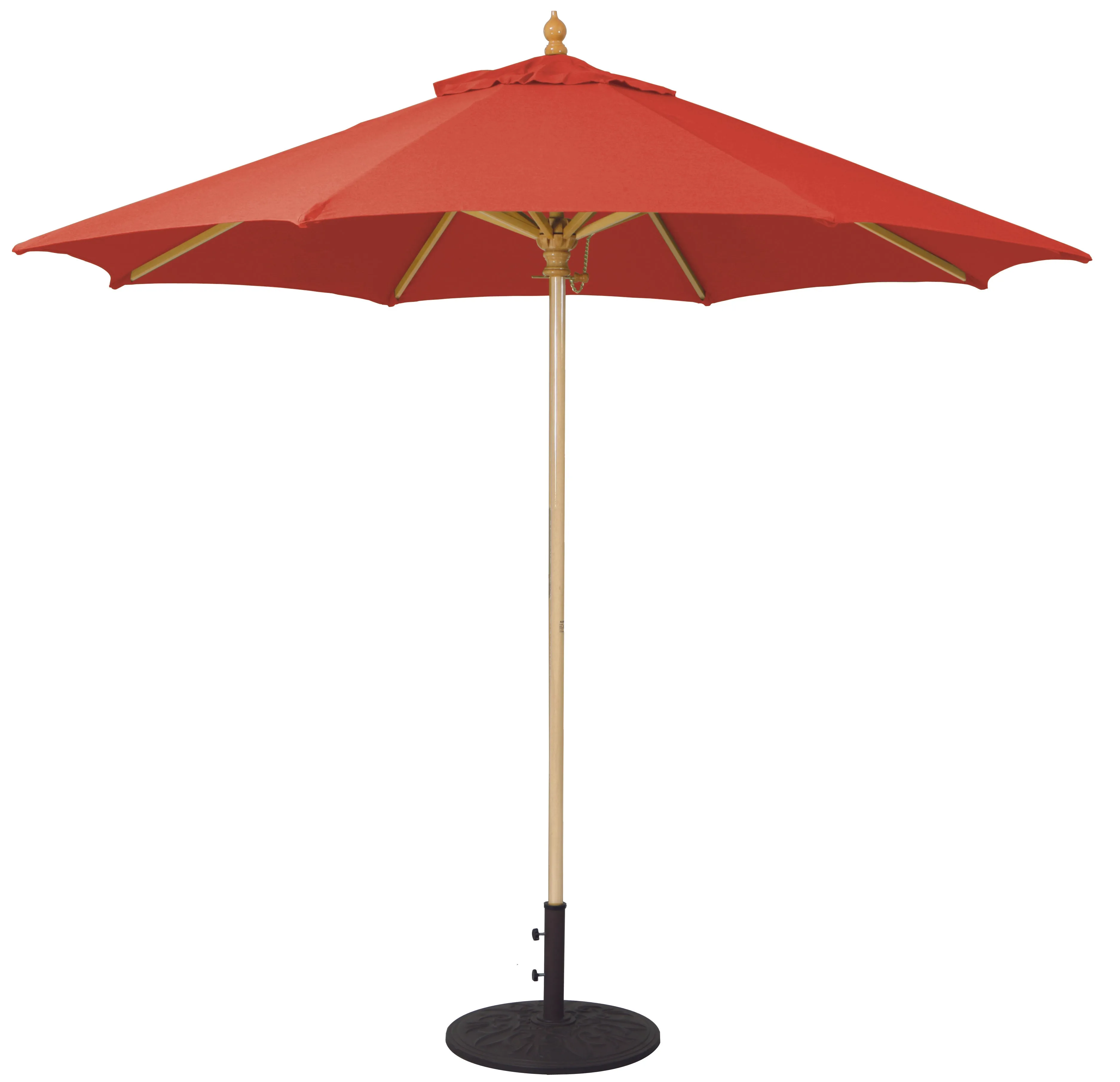 Galtech 136 9' Commercial Manual Lift Premium Wood Outdoor Market Umbrella