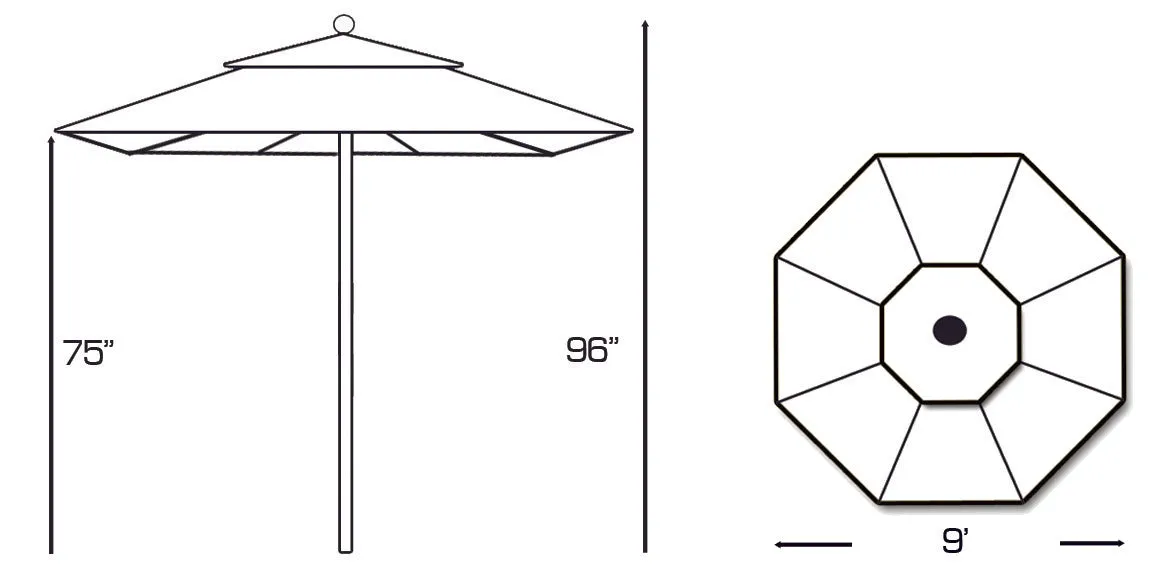 Galtech 532TK 9' Designer Teak Outdoor Market Umbrella