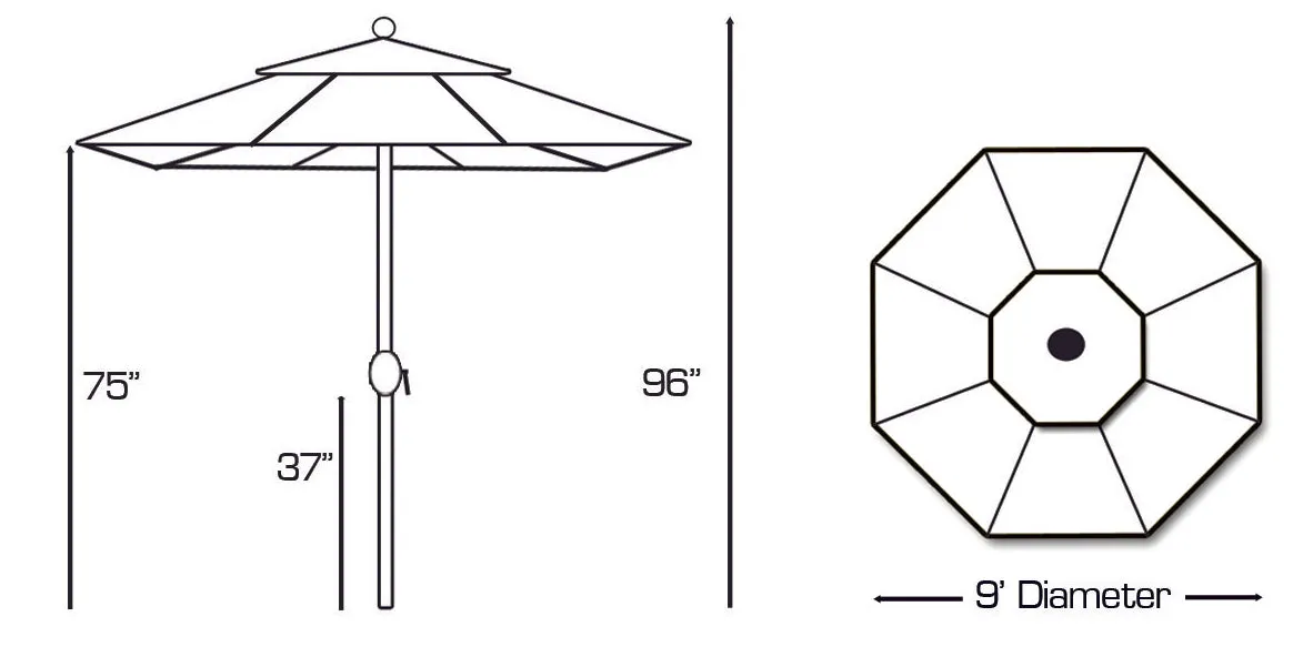 Galtech 736 9' Standard Auto Tilt Outdoor Market Umbrella