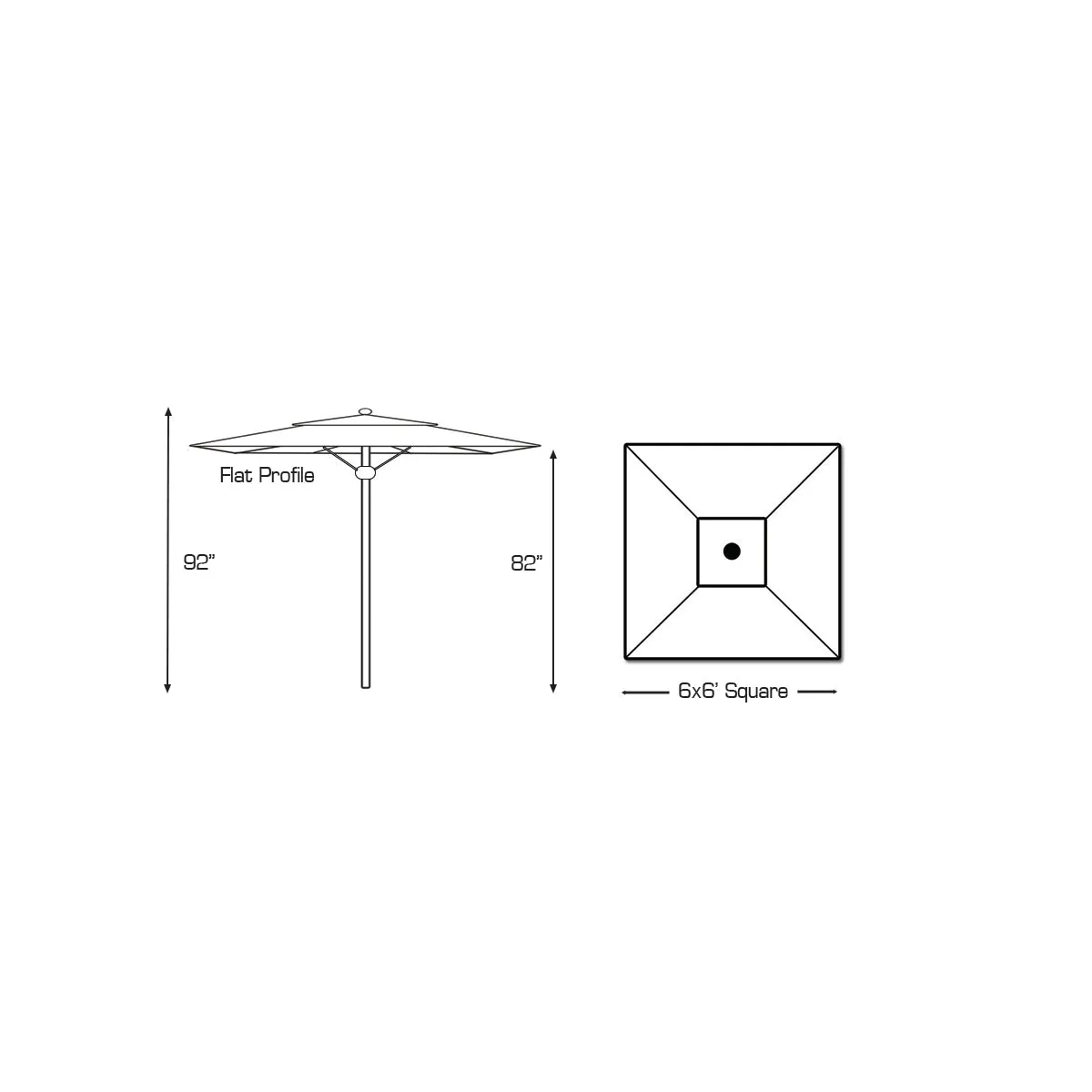 Galtech 762 6' x 6' Deluxe Commercial Manual Lift Outdoor Market Umbrella