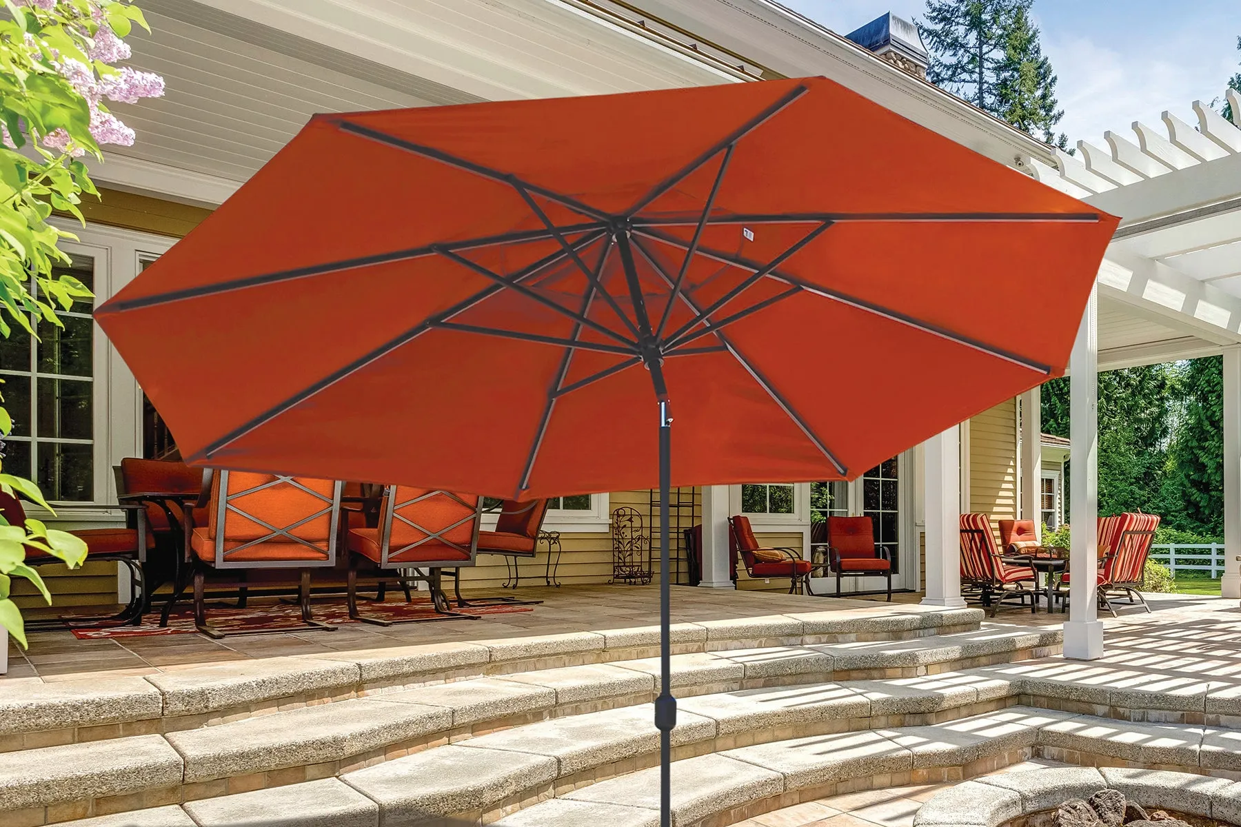 Galtech 779 8'x11' Oval Aluminum Outdoor Market Umbrella with Deluxe Auto Tilt