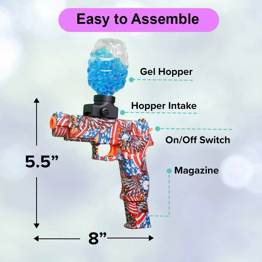 Gel Ball Blaster P226, 10,000 Gel Balls, Rechargeable Battery, Goggles Included