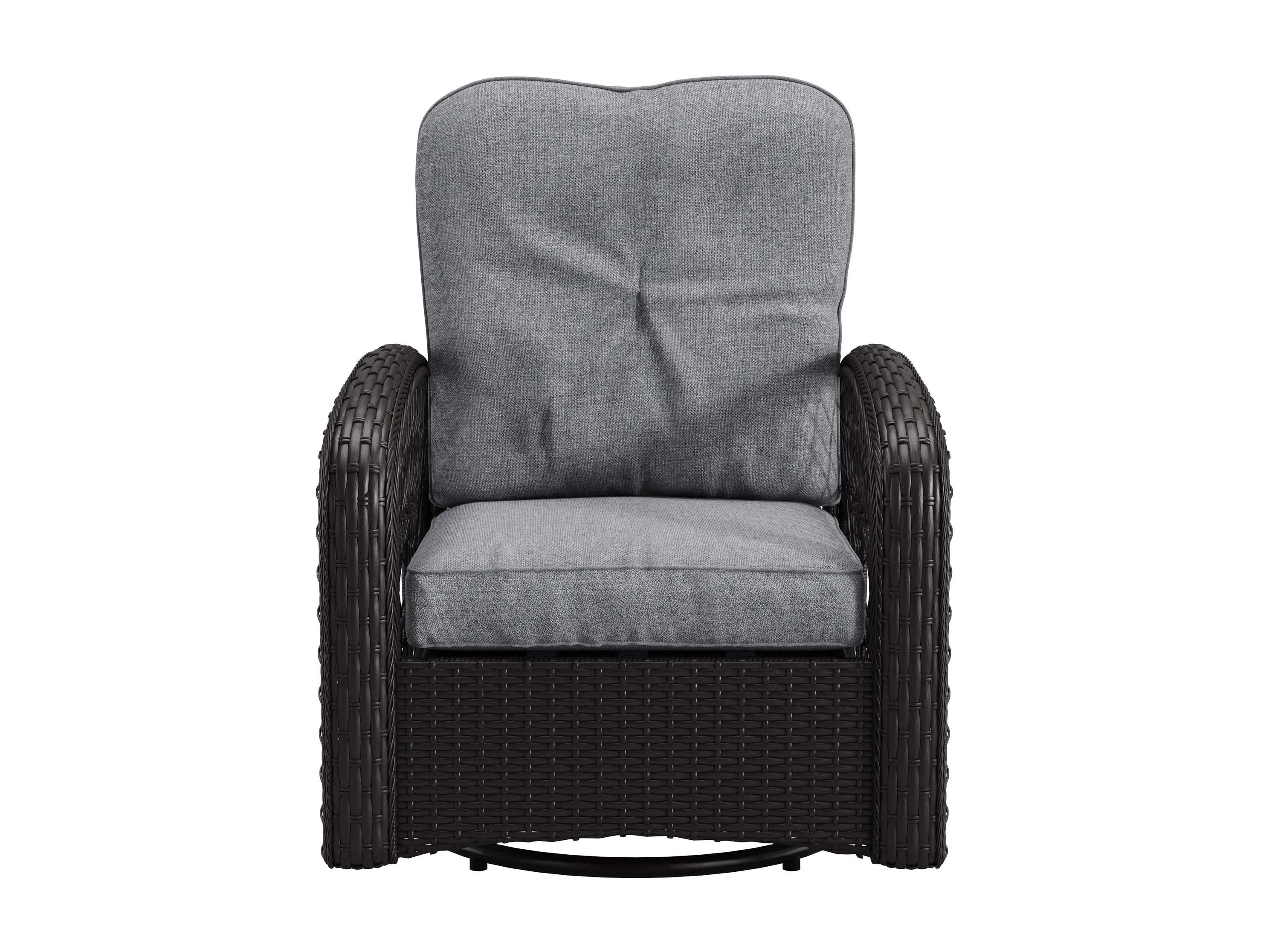 Grey Swivel Patio Chairs Set, 3pc