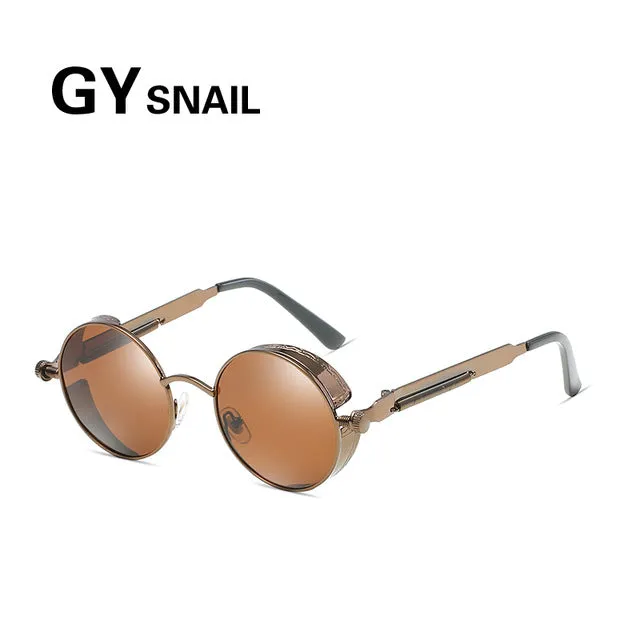 GYSNAIL Gothic Steampunk Sunglasses Men Polarized Women sun glasses goggles Sunglasses retro round fashion Brand Designer Mirror