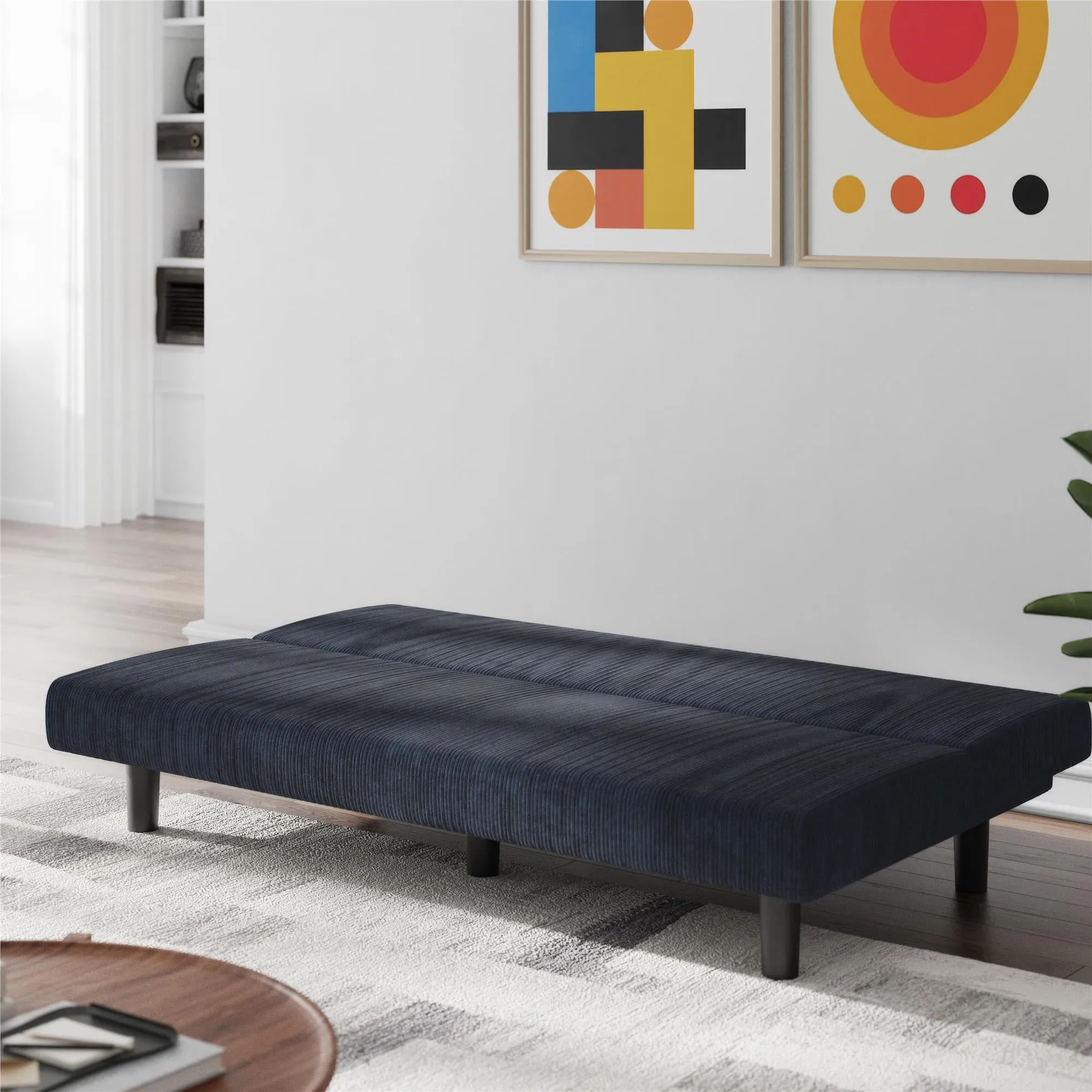 Kelra Armless Mid-Century Futon Sofa Bed