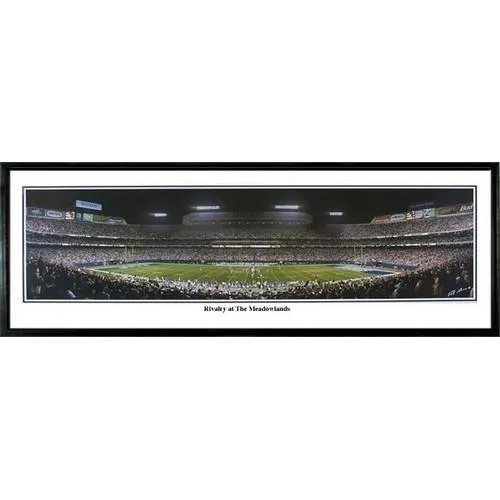 New York Giants Rivalry At The Meadowlands" - 13.5"x39" Standard Black Frame"