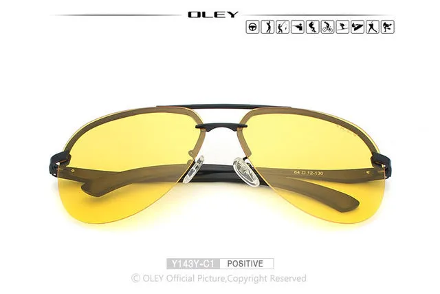 OLEY Yellow Polarized Sunglasses Men night vision glasses Brand Designer women spectacles car drivers Aviation goggles for man