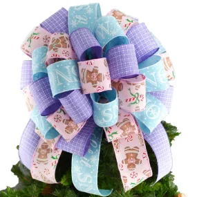 Pastel Candy Christmas Tree Bow - Gingerbread Pink Lavender Turquoise