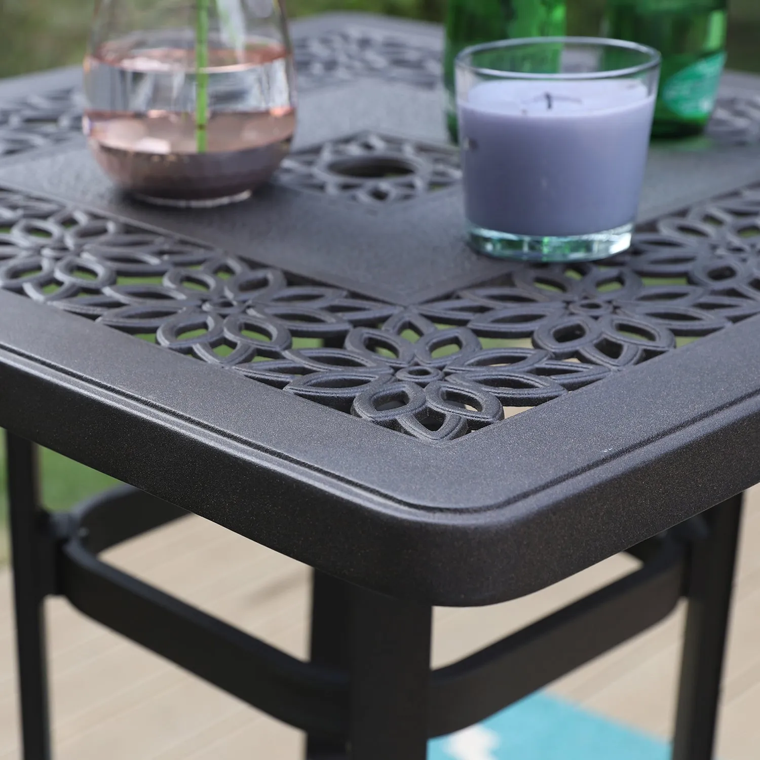 Phi Villa Cast Aluminum Square Patio Outdoor Bar Table