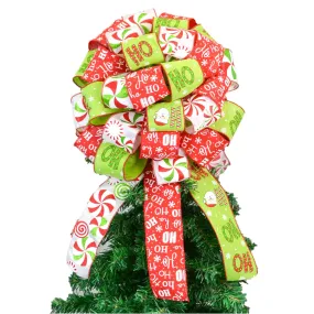 Red and Lime Christmas Tree Bow Topper | Santa Present Bow