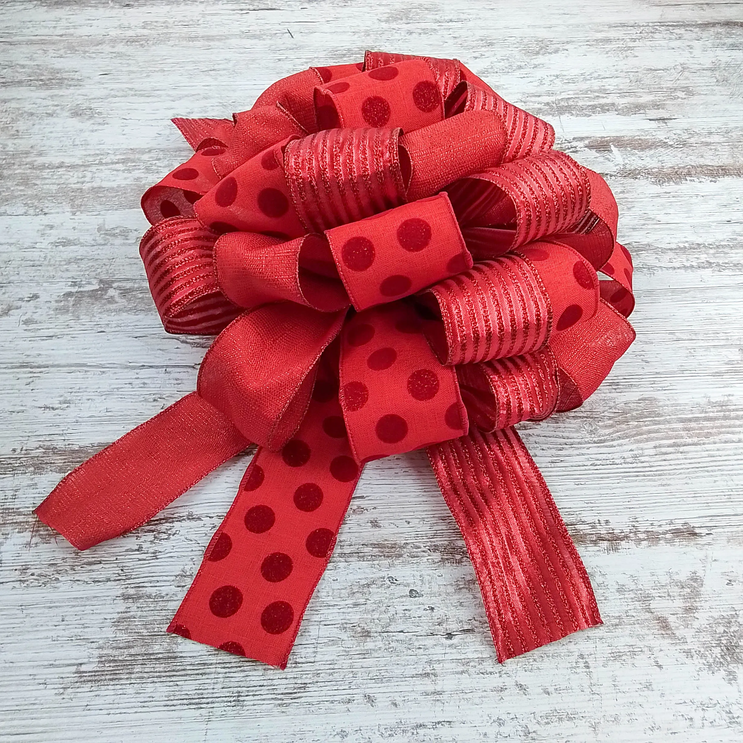 Solid Red Christmas Tree Topper Bow | Gift Bow