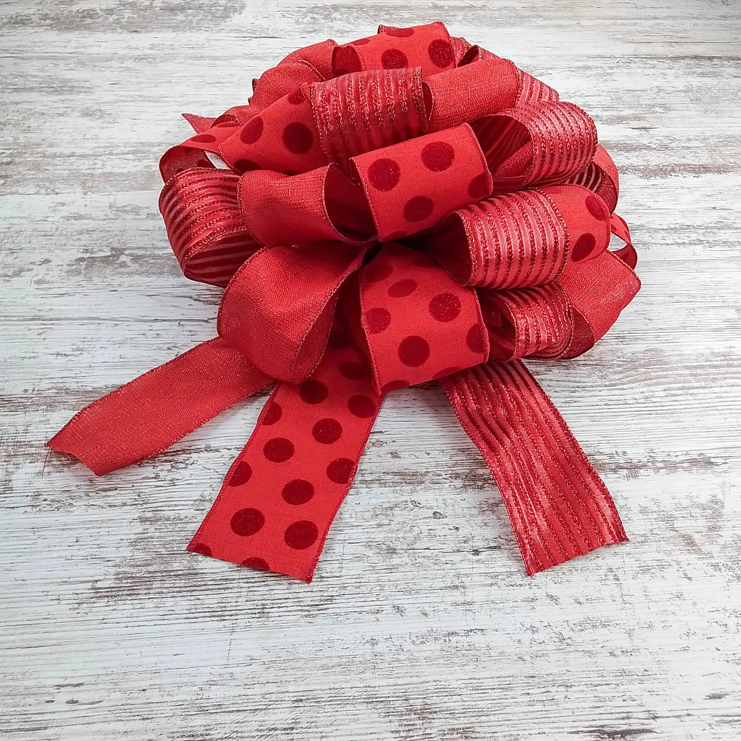 Solid Red Christmas Tree Topper Bow | Gift Bow