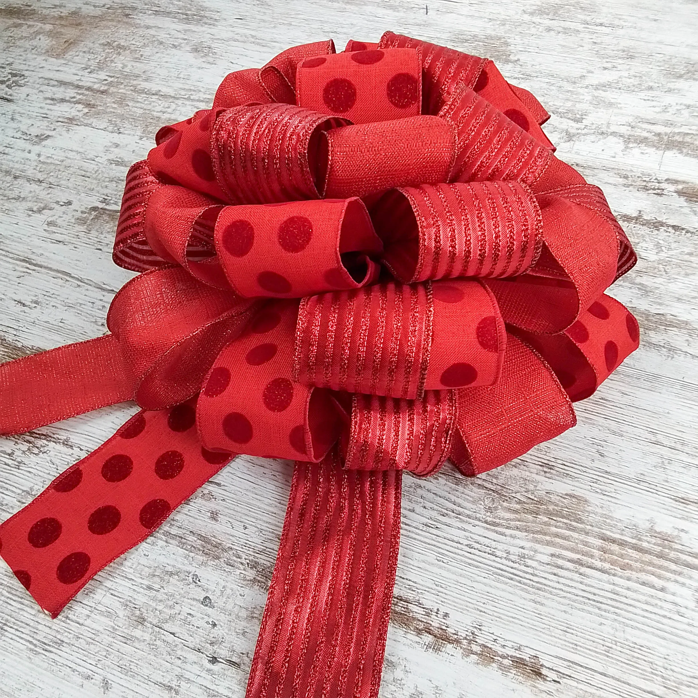 Solid Red Christmas Tree Topper Bow | Gift Bow