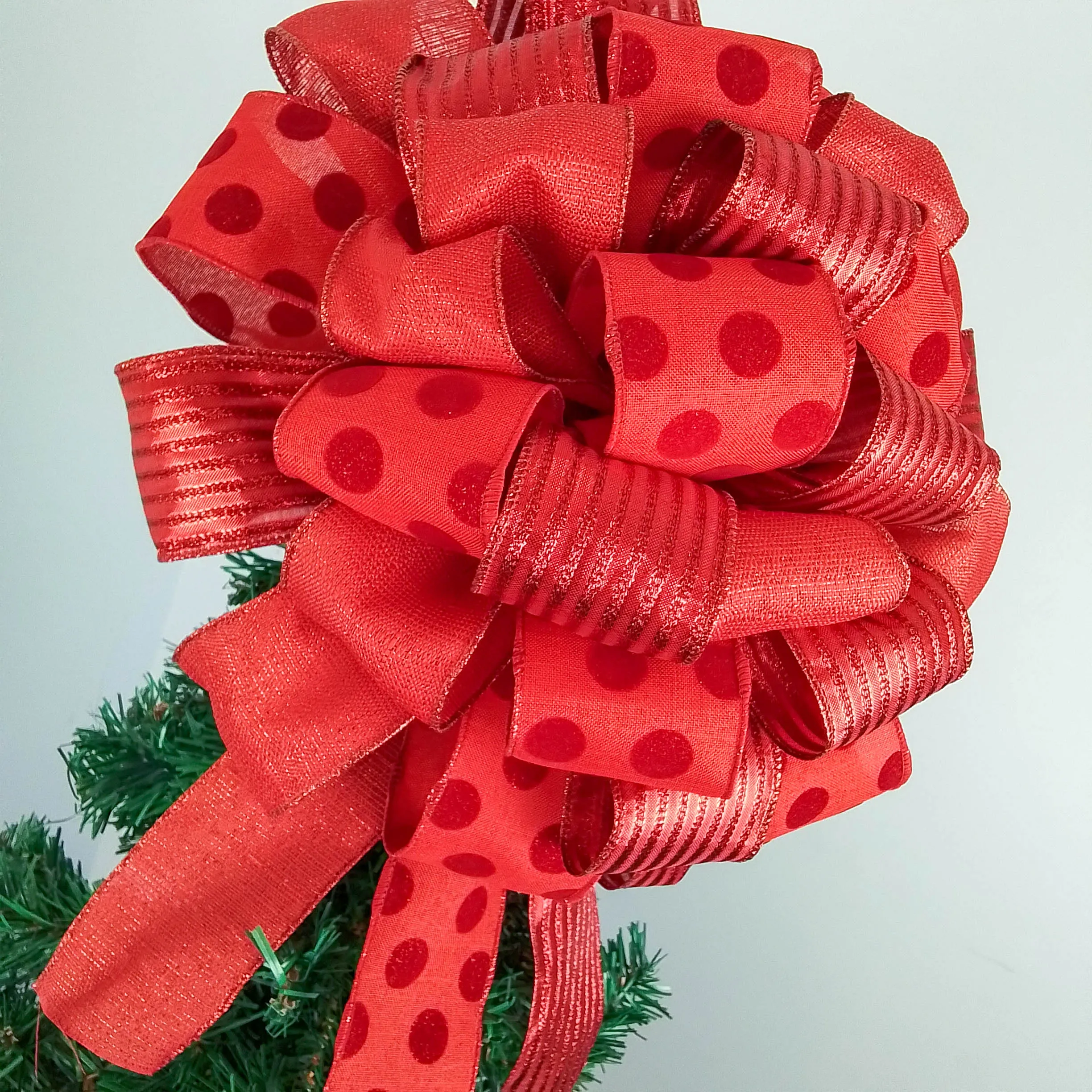 Solid Red Christmas Tree Topper Bow | Gift Bow