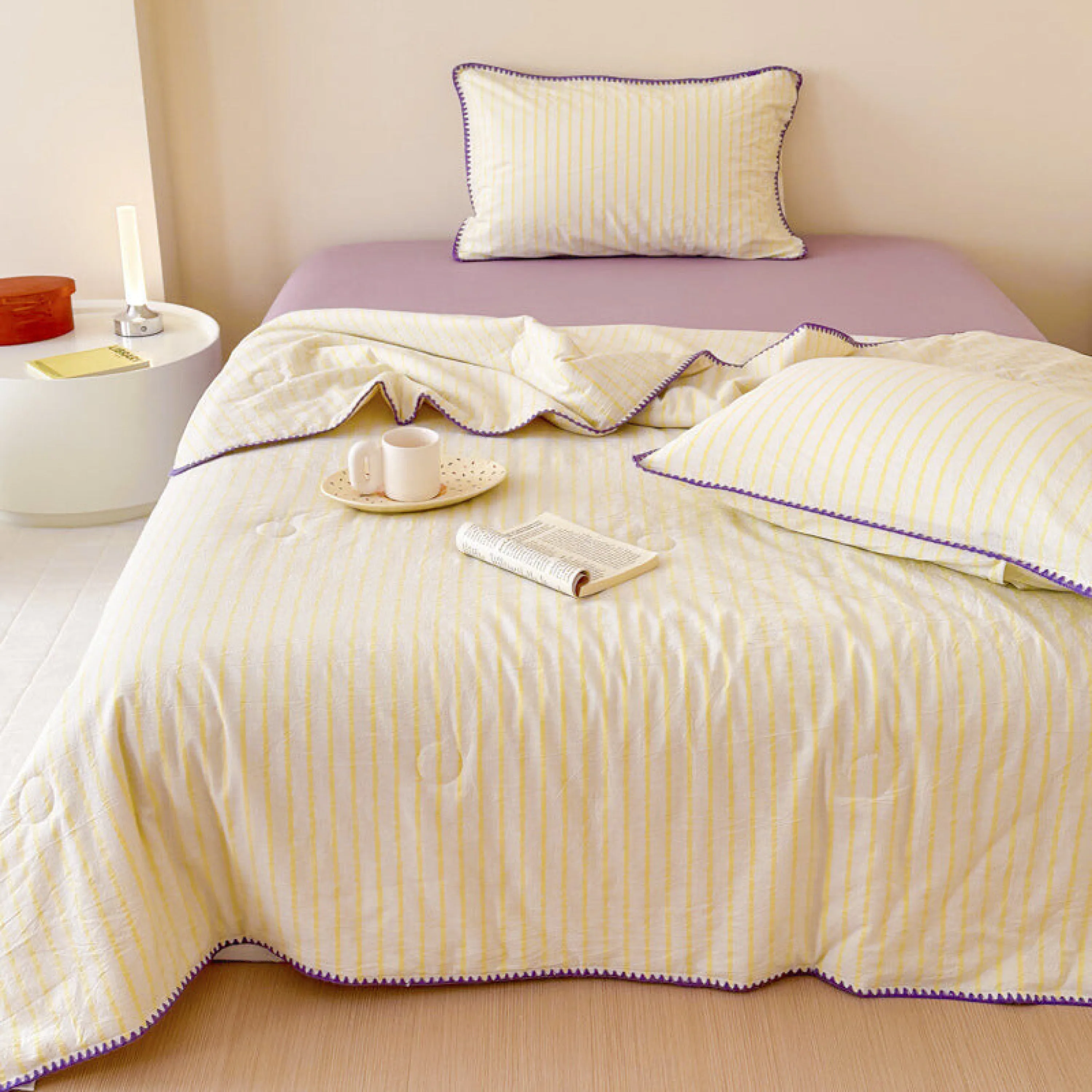 Striped Breathable Blanket Set / Blue