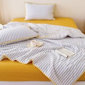 Striped Breathable Blanket Set / Blue