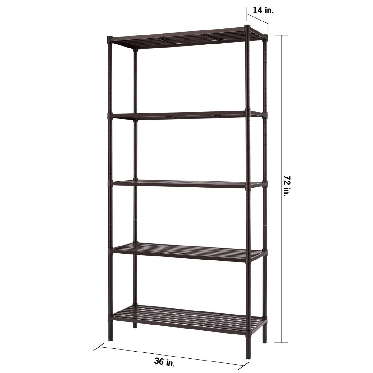 Trinity 5-Tier 36x14x72 Slat Shelving Dark Bronze