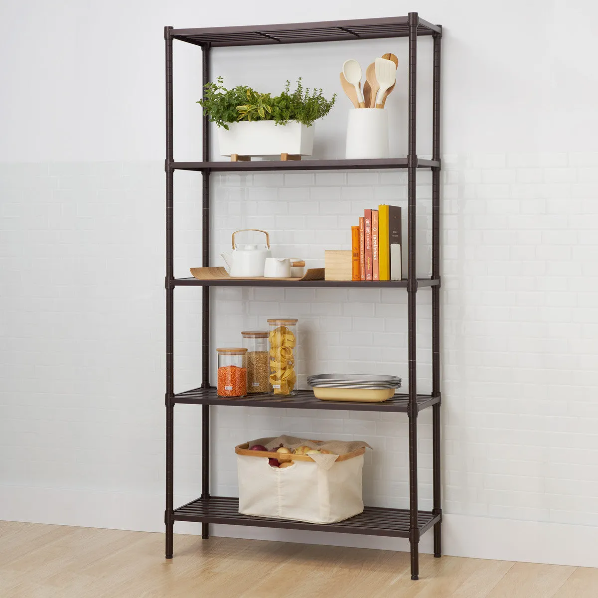 Trinity 5-Tier 36x14x72 Slat Shelving Dark Bronze