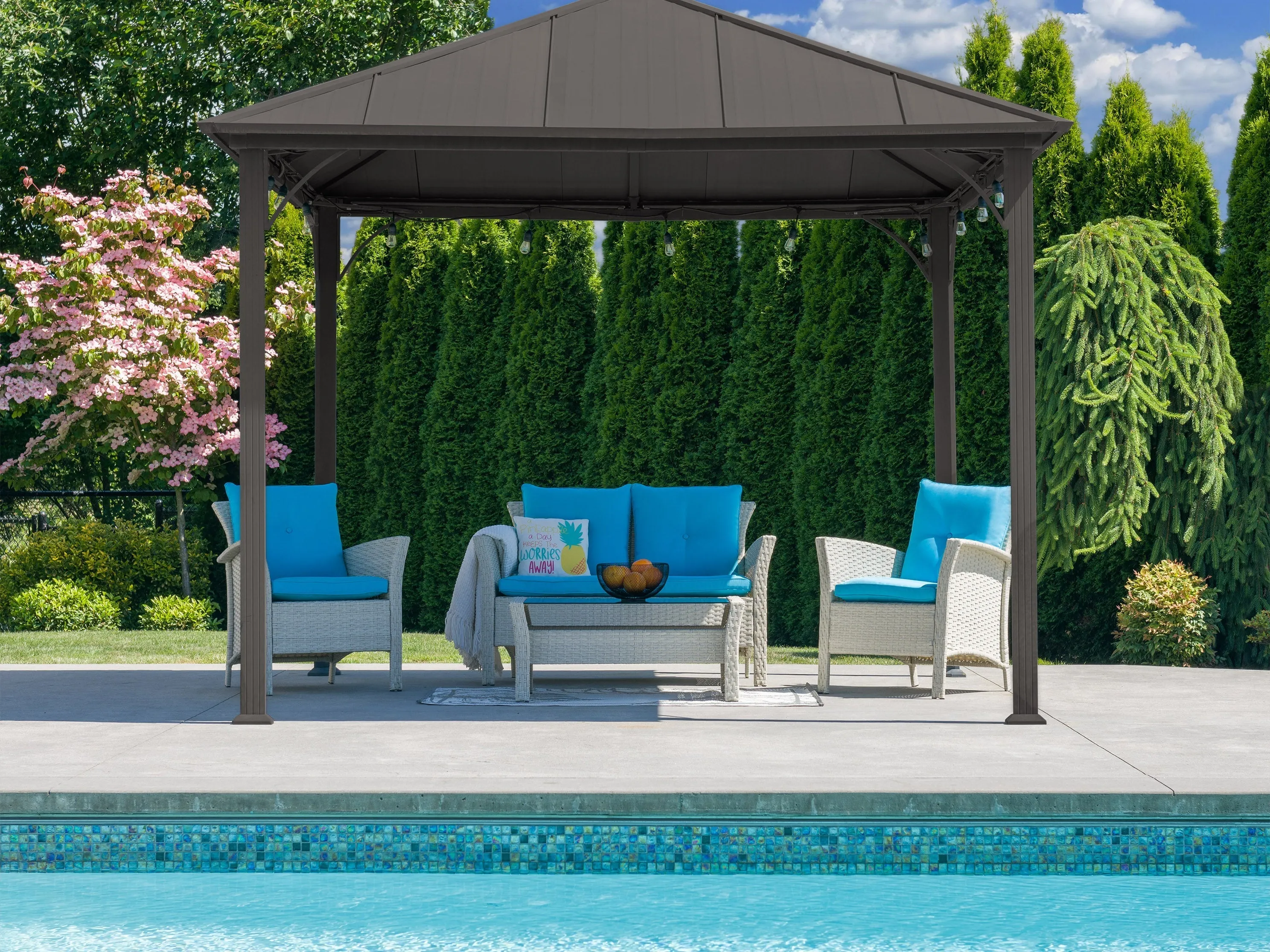 Turquoise 4 Piece Wicker Patio Set