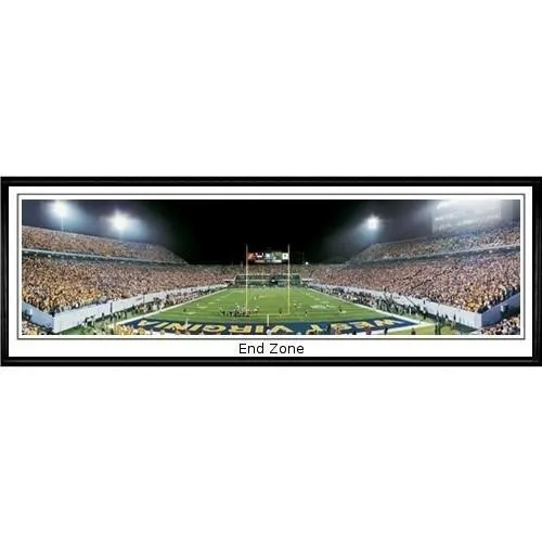 West Virginia Mountaineers End Zone"  - 13.5"x39" Standard Black Frame"